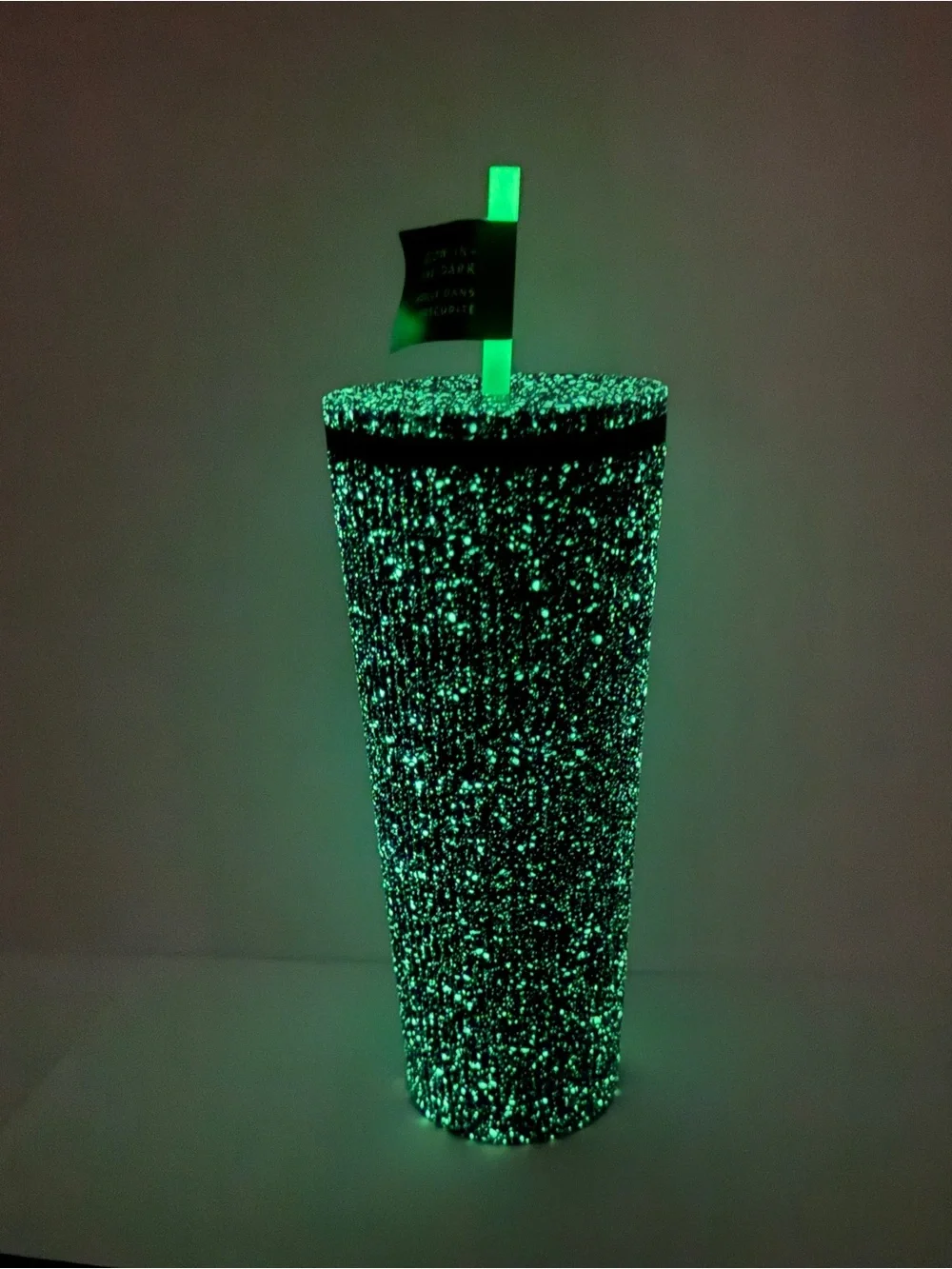 Starbucks Purple Ribbed Tumbler with Neon Green Glow Straw